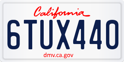 CA license plate 6TUX440