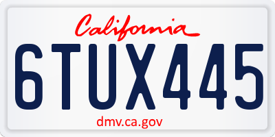 CA license plate 6TUX445