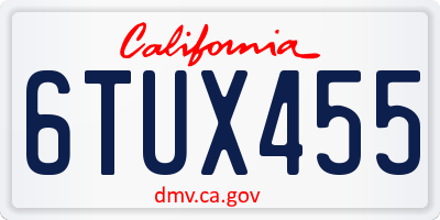 CA license plate 6TUX455