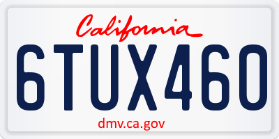 CA license plate 6TUX460