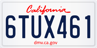 CA license plate 6TUX461