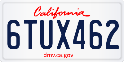 CA license plate 6TUX462