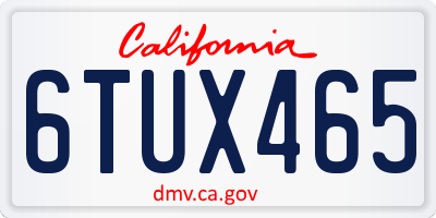 CA license plate 6TUX465