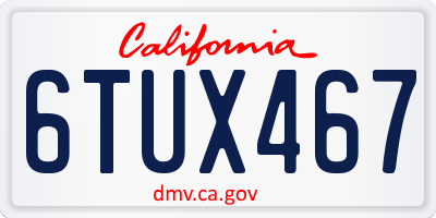 CA license plate 6TUX467
