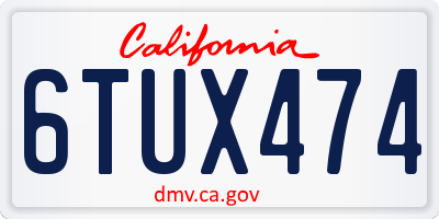 CA license plate 6TUX474