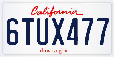 CA license plate 6TUX477