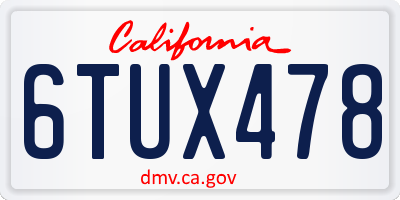 CA license plate 6TUX478