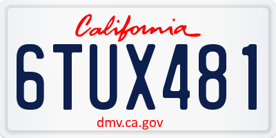 CA license plate 6TUX481