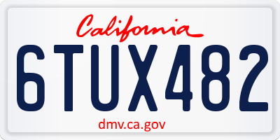 CA license plate 6TUX482