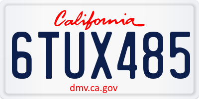 CA license plate 6TUX485