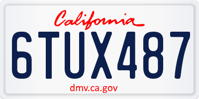 CA license plate 6TUX487