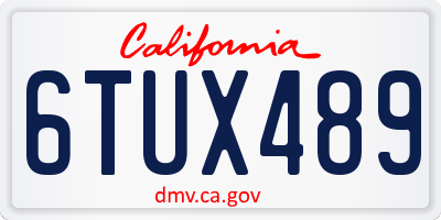 CA license plate 6TUX489