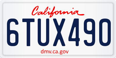 CA license plate 6TUX490