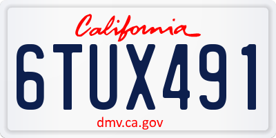 CA license plate 6TUX491