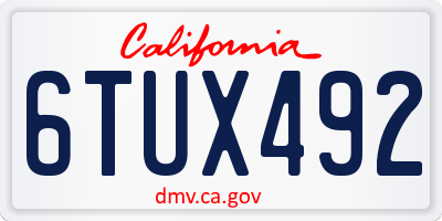 CA license plate 6TUX492