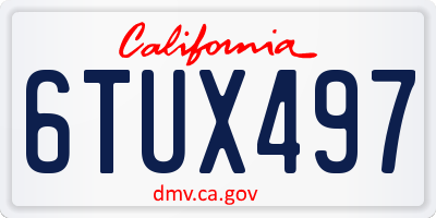 CA license plate 6TUX497