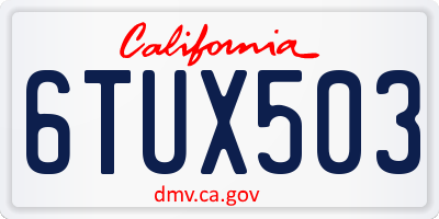 CA license plate 6TUX503