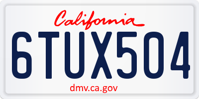 CA license plate 6TUX504
