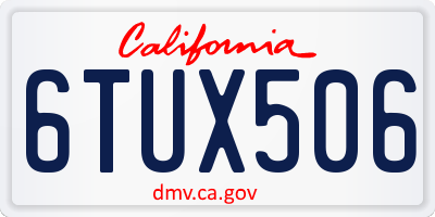 CA license plate 6TUX506