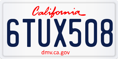 CA license plate 6TUX508