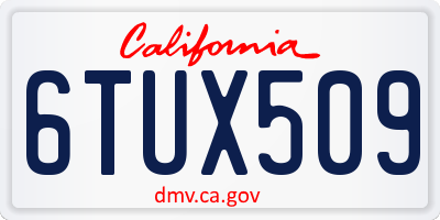 CA license plate 6TUX509