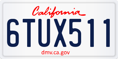 CA license plate 6TUX511