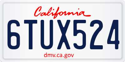 CA license plate 6TUX524