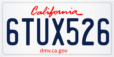 CA license plate 6TUX526