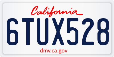 CA license plate 6TUX528