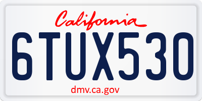 CA license plate 6TUX530