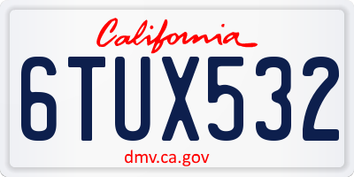 CA license plate 6TUX532