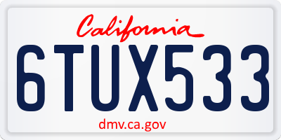 CA license plate 6TUX533