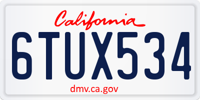 CA license plate 6TUX534
