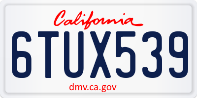 CA license plate 6TUX539
