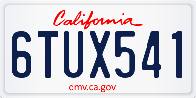 CA license plate 6TUX541