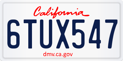 CA license plate 6TUX547