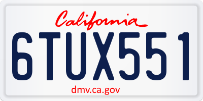 CA license plate 6TUX551