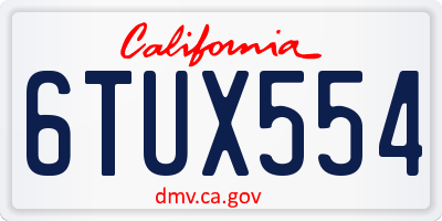 CA license plate 6TUX554