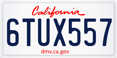 CA license plate 6TUX557