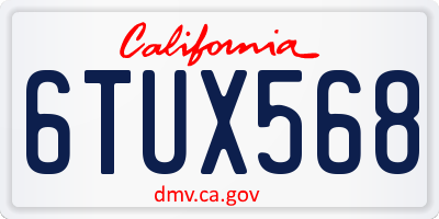 CA license plate 6TUX568