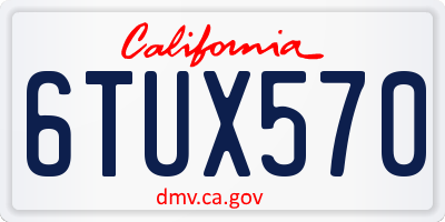 CA license plate 6TUX570