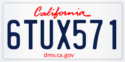 CA license plate 6TUX571