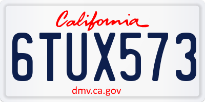 CA license plate 6TUX573