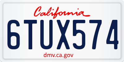 CA license plate 6TUX574