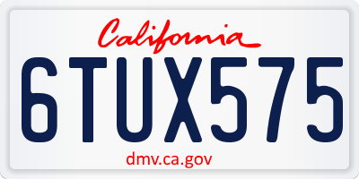 CA license plate 6TUX575