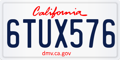 CA license plate 6TUX576