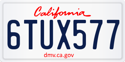 CA license plate 6TUX577