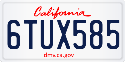 CA license plate 6TUX585