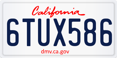 CA license plate 6TUX586