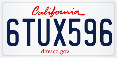 CA license plate 6TUX596